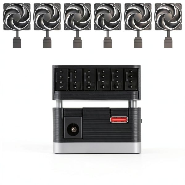 OwlTree PWM Fan Hub 6 Port 60W Type C DC Power Supply-2