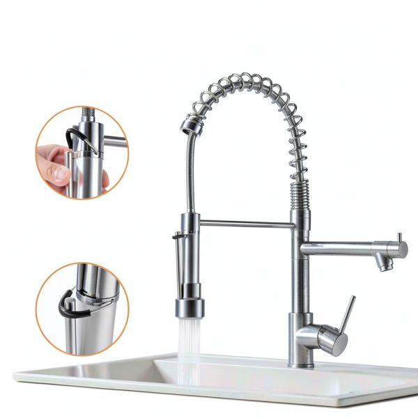 AIMADI Kitchen Faucet Brushed Nickel Pull Down Sprayer-1