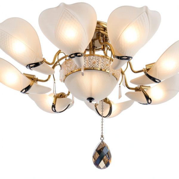 LINGTONG Ceiling Fan Pull Chains Crystal Glass Silver Modern-6