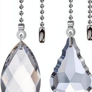 LINGTONG Ceiling Fan Pull Chains Crystal Glass Silver Modern-0
