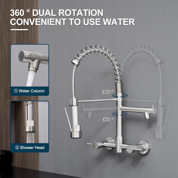 AIMADI Wall Mount Kitchen Faucet Stainless Steel Dual-3