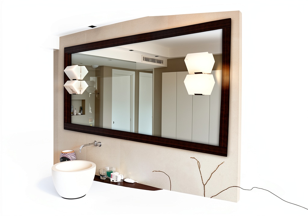 SICCOMA black PVC border trim applied to a bathroom mirror frame