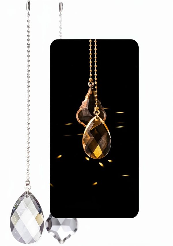 LINGTONG Ceiling Fan Pull Chains Crystal Glass Silver Modern-1