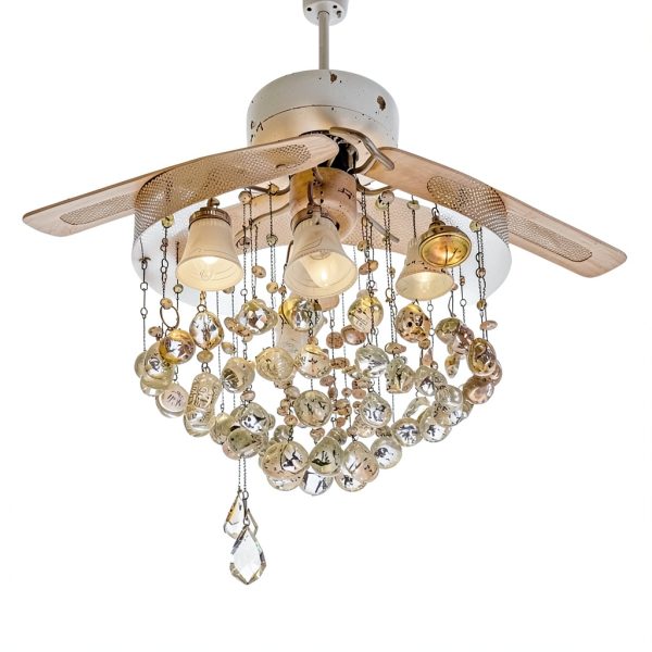 LINGTONG Ceiling Fan Pull Chains Crystal Glass Silver Modern-5