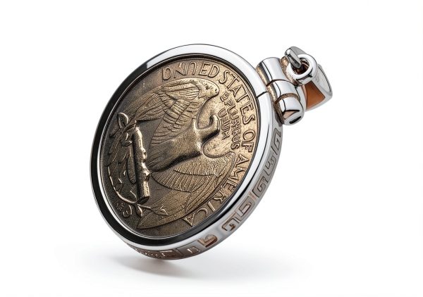Zoster Sterling Silver Coin Bezel 25 Cent Border Pattern-2