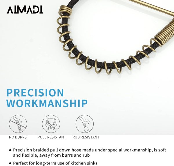 AIMADI Brushed Gold LED Kitchen Faucet Modern Gooseneck-3
