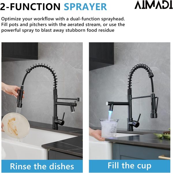 AIMADI Oil Rubbed Bronze Kitchen Faucet LED Touch On-2