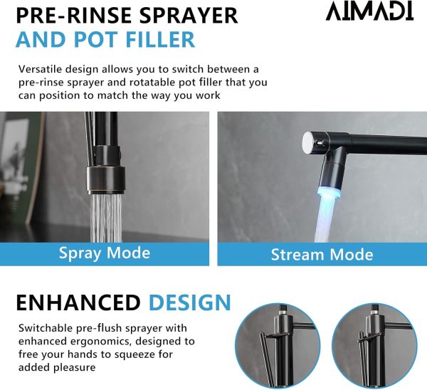AIMADI Oil Rubbed Bronze Kitchen Faucet LED Touch On-3