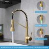 AIMADI Brushed Gold LED Kitchen Faucet Modern Gooseneck-1