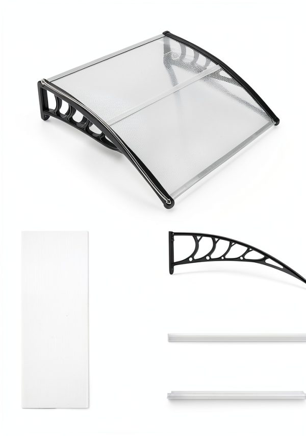 Window Awning Outvita 40x30 Polycarbonate Canopy with Black Bracket-4