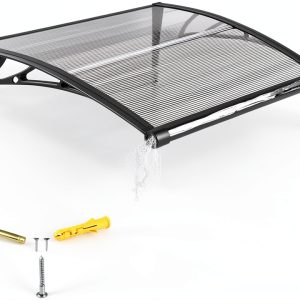 Door Awning 39x48 Polycarbonate 2-Panel with Drainage by KIZYRQ-0