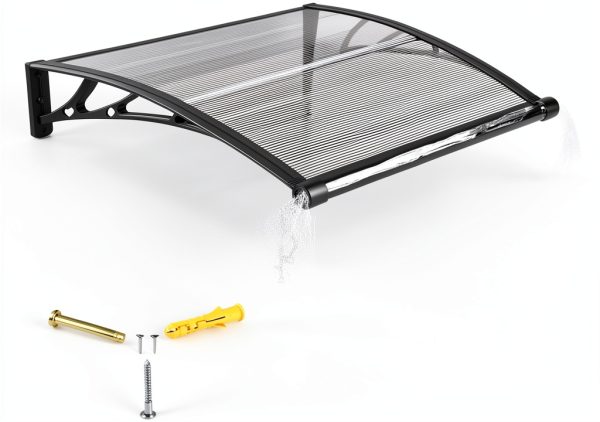 Door Awning 39x48 Polycarbonate 2-Panel with Drainage by KIZYRQ-0