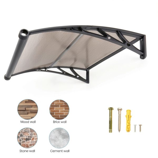 Door Awning 39x48 Polycarbonate 2-Panel with Drainage by KIZYRQ-5