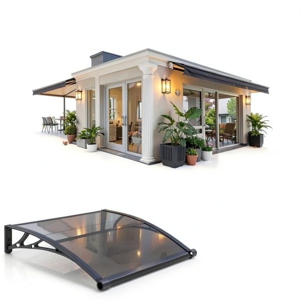 Door Awning 39x48 Polycarbonate 2-Panel with Drainage by KIZYRQ-6