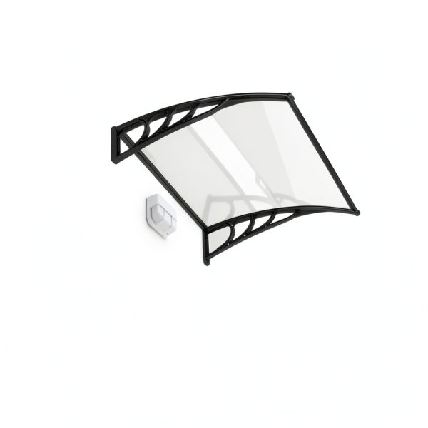 Outvita Window Awning Door Canopy 40"x35.4", Polycarbonate Cover Front Door Outdoor Patio Awning Canopy UV Rain Snow Sunlight Protection Hollow Sheet, Clear Board & Black Bracket-8