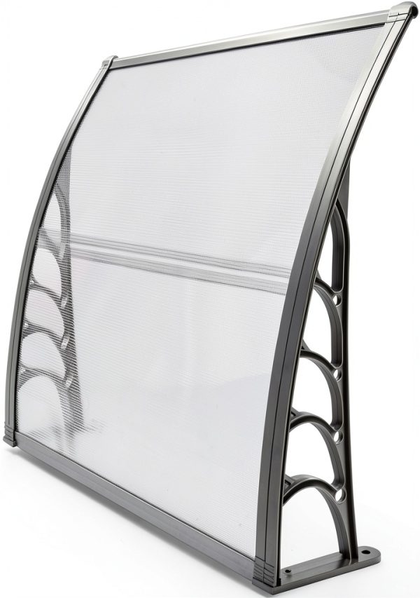 Window Awning Outvita 40x35.4in Clear Polycarbonate Canopy Grey-3