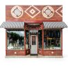 Awntech 10' Dallas Retro (124.5"-18"-24") Straight Slope Fixed Awning with Anodized Arms, Black/White Stripe-3