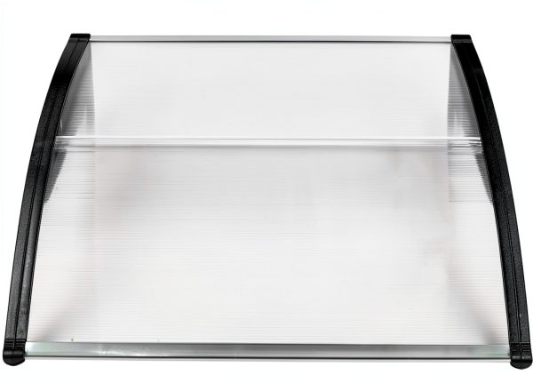 Outvita Window Awning Door Canopy 40"x35.4", Polycarbonate Cover Front Door Outdoor Patio Awning Canopy UV Rain Snow Sunlight Protection Hollow Sheet, Clear Board & Black Bracket-1