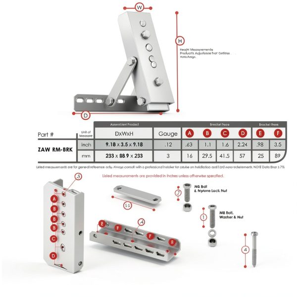 ADVANING Universal Roof Mount Bracket for Retractable Awnings, Premium Quality 3mm Gauge Brushed Stainless Steel, ZAW-RM-BRK-3