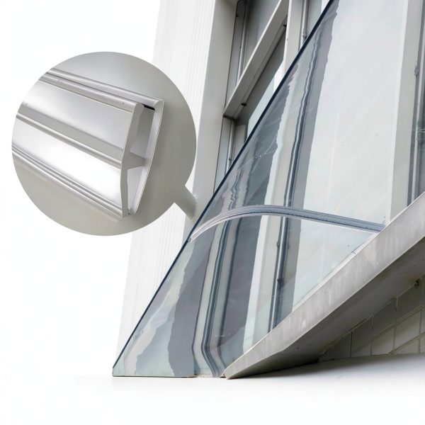 2PC Window Door Wall Frosted Canopy, 15.8 x 23.6 Inch Door Shelter Window Cover Window Awning PET for Sun UV Rain Shelter-2