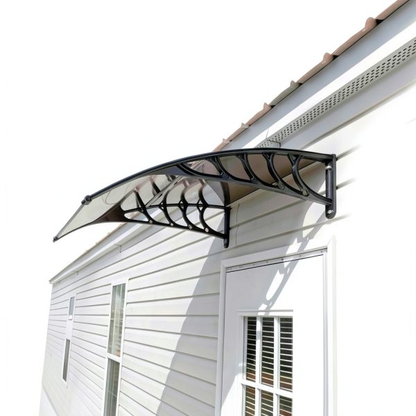Outvita Window Awning Door Canopy 40"x35.4", Polycarbonate Cover Front Door Outdoor Patio Awning Canopy UV Rain Snow Sunlight Protection Hollow Sheet, Clear Board & Black Bracket-9