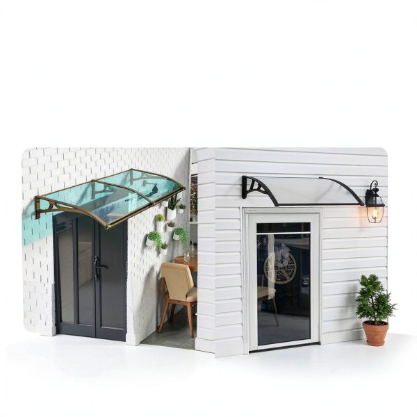 Awning PQRJFVIE Door Entrance 60x60cm Polycarbonate Aluminum Bracket-4
