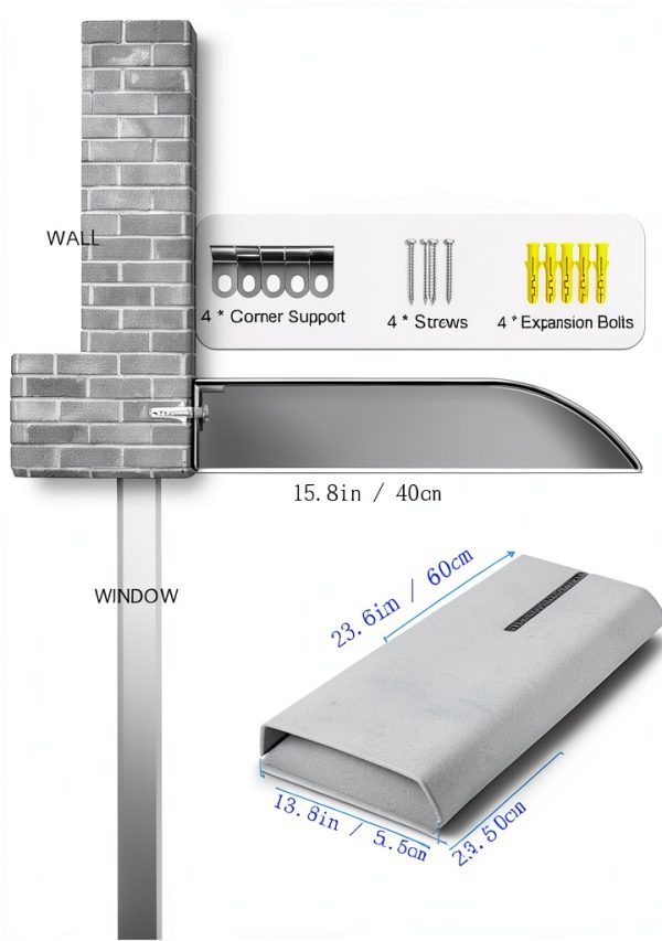 2PC Window Door Wall Frosted Canopy, 15.8 x 23.6 Inch Door Shelter Window Cover Window Awning PET for Sun UV Rain Shelter-6