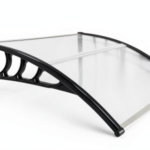 Outvita Window Awning Door Canopy 40"x35.4", Polycarbonate Cover Front Door Outdoor Patio Awning Canopy UV Rain Snow Sunlight Protection Hollow Sheet, Clear Board & Black Bracket-0