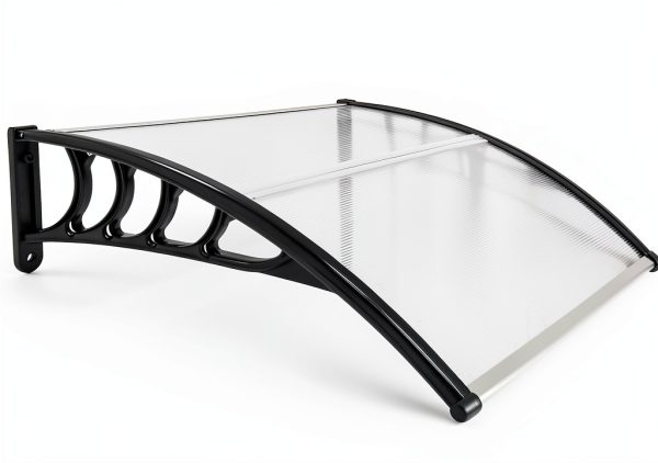Outvita Window Awning Door Canopy 40"x35.4", Polycarbonate Cover Front Door Outdoor Patio Awning Canopy UV Rain Snow Sunlight Protection Hollow Sheet, Clear Board & Black Bracket-0