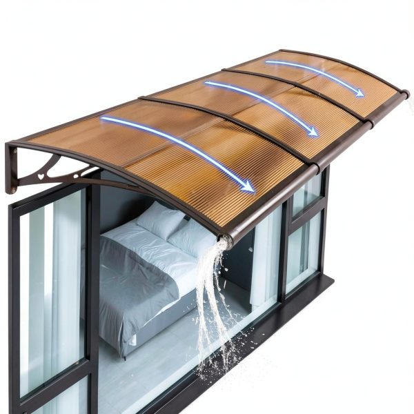 Door Awning 39x48 Polycarbonate 2-Panel with Drainage by KIZYRQ-3