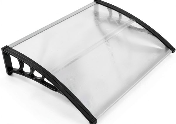 Window Awning Outvita 40x30 Polycarbonate Canopy with Black Bracket-0