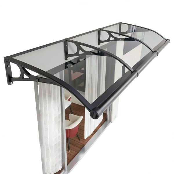 Awning PQRJFVIE Door Entrance 60x60cm Polycarbonate Aluminum Bracket-0