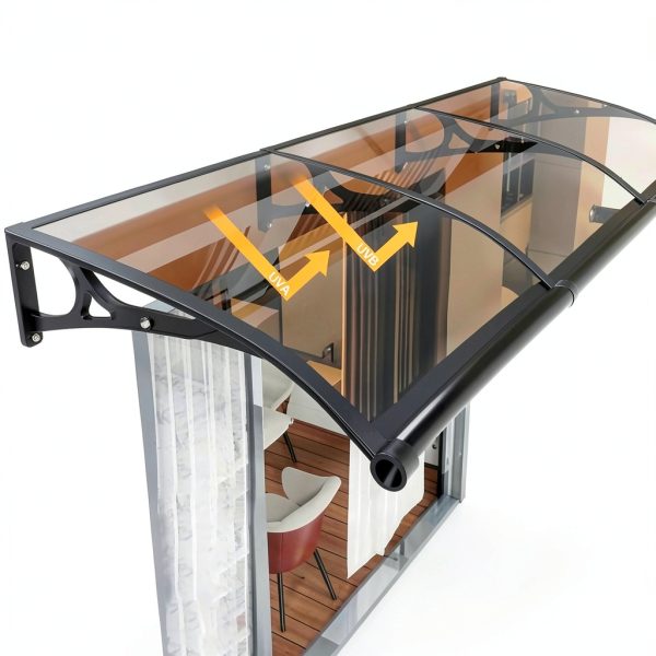 Awning PQRJFVIE Door Entrance 60x60cm Polycarbonate Aluminum Bracket-1