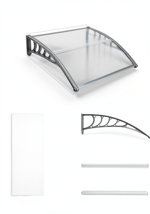 Window Awning Outvita 40x35.4in Clear Polycarbonate Canopy Grey-4