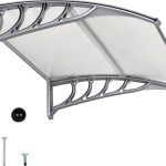 Window Awning Outvita 40x35.4in Clear Polycarbonate Canopy Grey-0