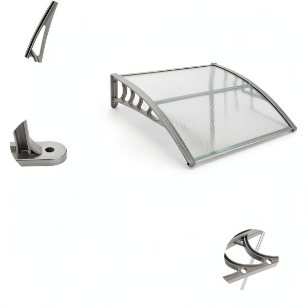 Window Awning Outvita 40x35.4in Clear Polycarbonate Canopy Grey-5