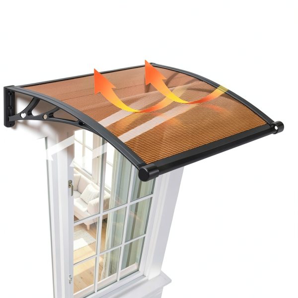 Door Awning 39x48 Polycarbonate 2-Panel with Drainage by KIZYRQ-1