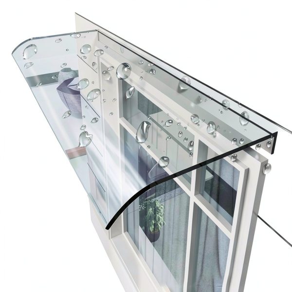2PC Window Door Wall Frosted Canopy, 15.8 x 23.6 Inch Door Shelter Window Cover Window Awning PET for Sun UV Rain Shelter-0
