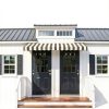 Awntech 10' Dallas Retro (124.5"-18"-24") Straight Slope Fixed Awning with Anodized Arms, Black/White Stripe-2