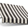 Awntech 10' Dallas Retro (124.5"-18"-24") Straight Slope Fixed Awning with Anodized Arms, Black/White Stripe-0
