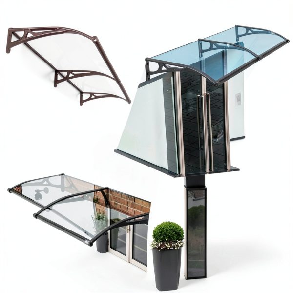 Awning PQRJFVIE Door Entrance 60x60cm Polycarbonate Aluminum Bracket-7
