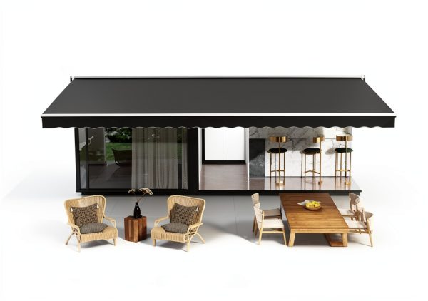 Retractable Awning Replacement AECOJOY 13x8 FT Grey Canopy for Patio-0