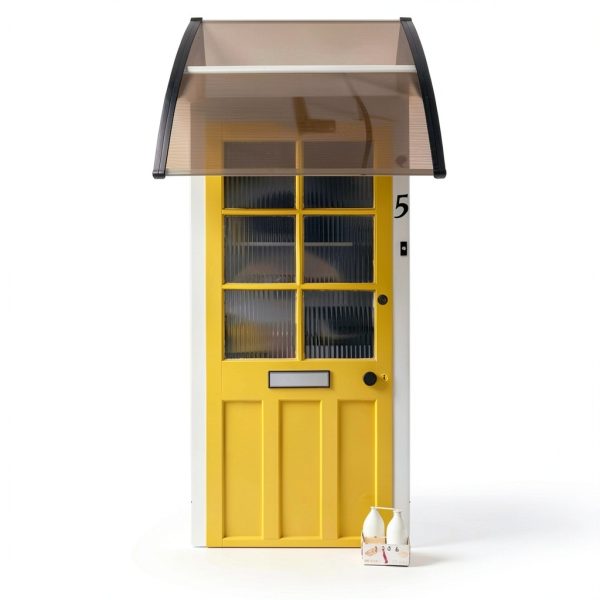 Window Awning Outvita 40x35in Polycarbonate Canopy Brown/Black Bracket-6
