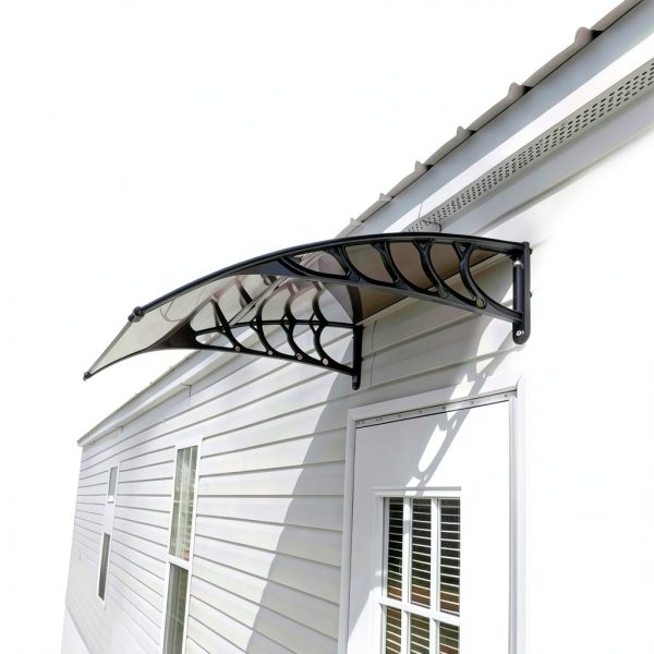 Window Awning Outvita 40x35in Polycarbonate Canopy Brown/Black Bracket-8