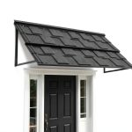 Metal Door Awning Oakwonder 52"x31" Black Steel Front Door Canopy-0