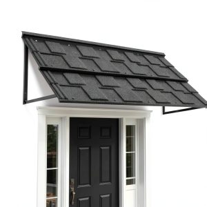 Metal Door Awning Oakwonder 52"x31" Black Steel Front Door Canopy-0
