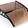 Window Awning Outvita 40x35in Polycarbonate Canopy Brown/Black Bracket-0