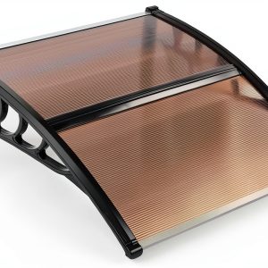Window Awning Outvita 40x35in Polycarbonate Canopy Brown/Black Bracket-0