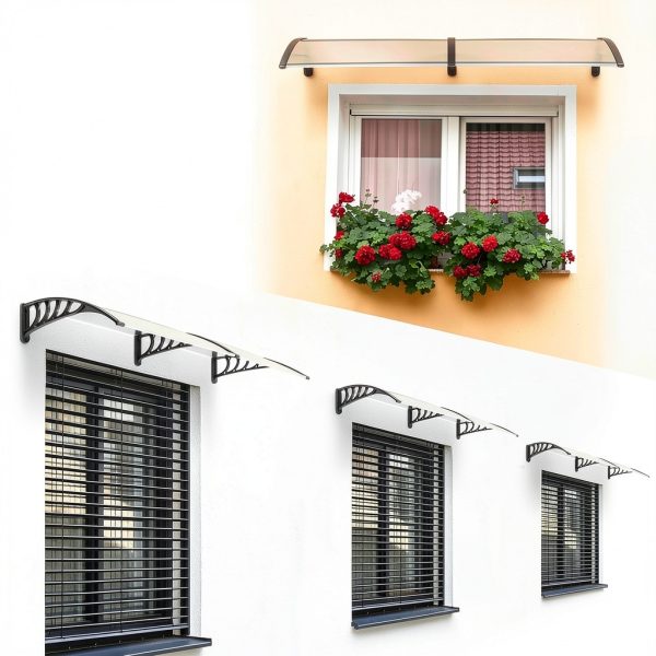 Window Awning Outvita 77x35.4 Polycarbonate Canopy Black Bracket-7