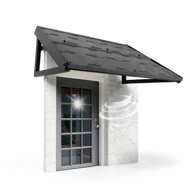 Metal Awning 52" x 31" Tile Shaped Black DIY DECK Classic Fixed-2